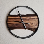 Wanduhr Rund 35 cm | Eiche verwittert | Uhr aus Holz & Metall